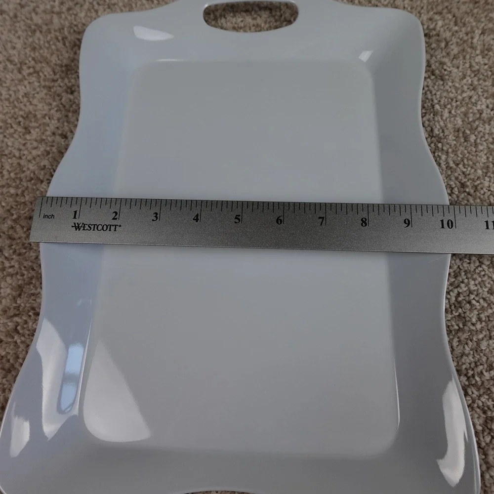 55 Kitchen‎ Premium White Serving Trays Set of 3 Rectangular 15x10 with Handles